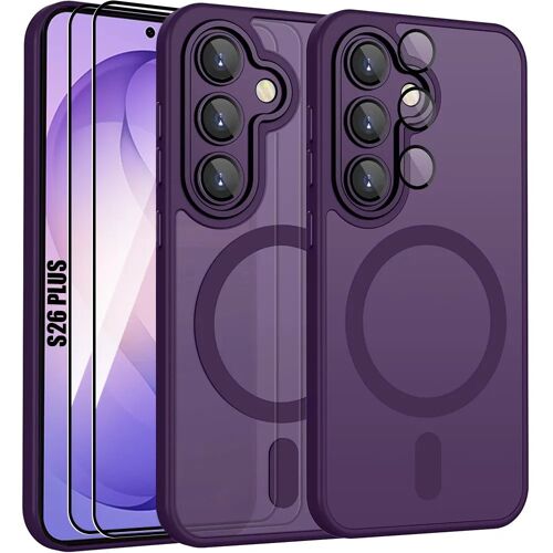 Coque + 2 Verres Trempés pour Samsung Galaxy S26 Plus, avec Anneau Magnétique et Protection Caméra - Violet - E.F.Connection