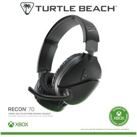 Turtle Beach Recon 70 Noir Casque de gaming multiplateforme pour Xbox Series X ou S et PS5, PS4, PS4 Pro, PC et Appareils Mobiles avec prise 3,5 mm