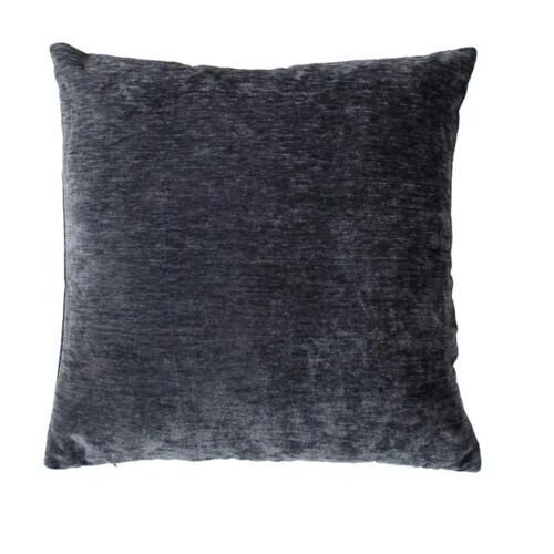 Coussin - Velours 40x40 Cm - Gris Foncé - Déhoussable - Confort Moelleux