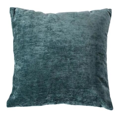 Coussin - Velours - 40 X 40 Cm - Bleu Canard - Déhoussable Avec Zip