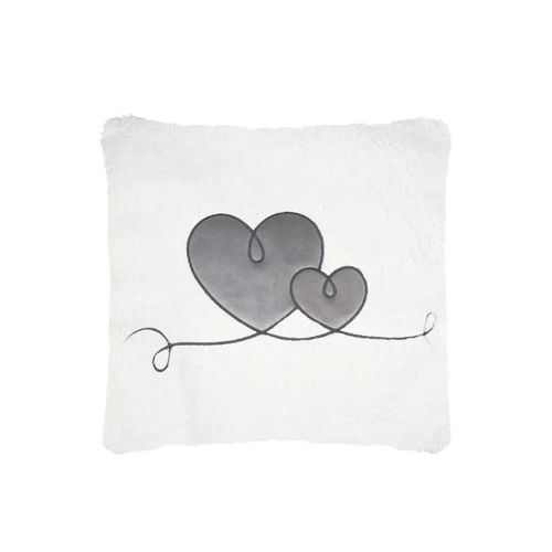 Coussin - Sherpa Coeur - 45 X 45 Cm - Polyester - Housse Déhoussable