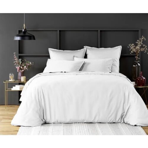 Housse De Couette En Satin De Coton 240 X 260 Cm Uni Blanc
