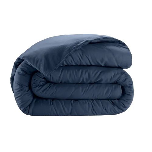 Housse De Couette En Satin De Coton 220 X 240 Cm Uni Bleu Marine