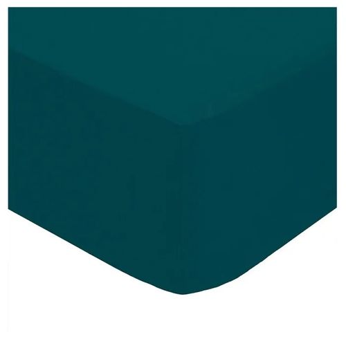 Drap Housse Percale De Coton Uni 160 X 200 Cm Harmonie Bleu Egeen