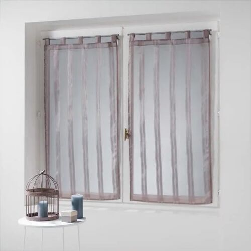 Paire De Voile Rayures 60 X 90 Cm Bandas Jacquard Noisette
