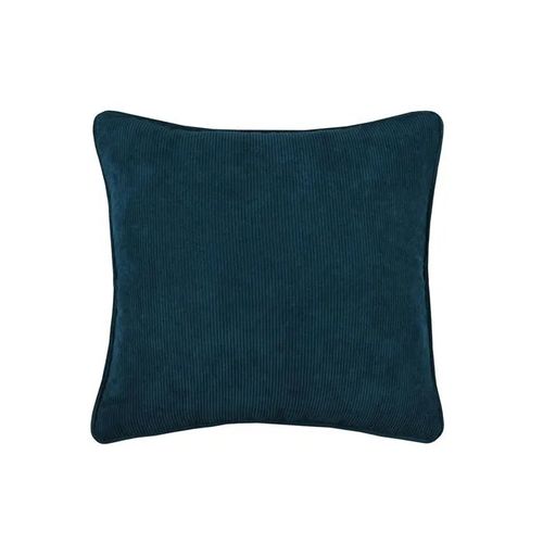 Coussin - Antoine - 45 X 45 Cm - Velours Côtelé - Bleu Pétrole