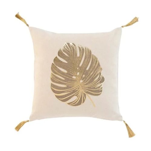 Coussin - Mogador - 40 X 40 Cm - Poly Coton - Motif Palmier - Déhoussable Avec Zip