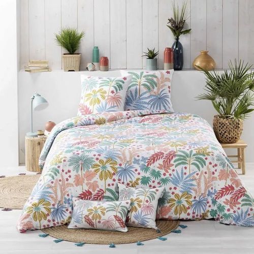Housse Couette + 2 Taies 220 X 240 Cm Feuilles Maya