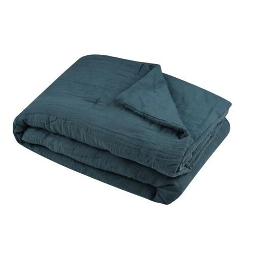 Plaid Ou Edredon En Gaze De Coton 125 X 150 Cm Colors Bleu Petrole
