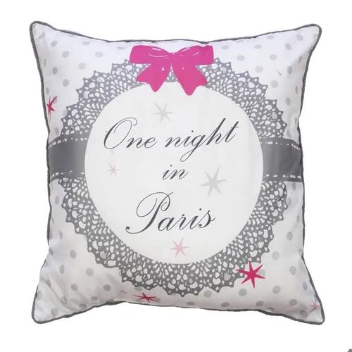Coussin Décoratif - One Night In Paris - 40 X 40 Cm - Rose - Style Élégant Et Romantique