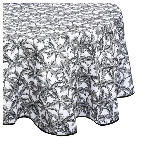 Nappe De Table - Palmiers - Ronde - 180 Cm - Anti Tache - Lavable En Machine