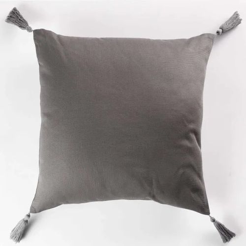 Coussin - Cdaffaires - Pompoms - 40 X 40 Cm - Coton Uni - Anthracite