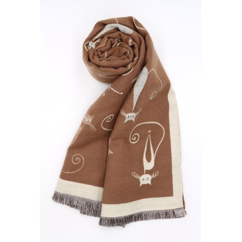 Echarpe Marron Motif Chat Femme Lil Moon De 186 Cm