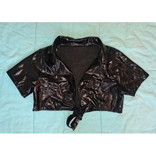 Top Gilet En Vinyle Imitation Cuir Latex Sexy Sm À Nouer Taille Unique Femme Noir