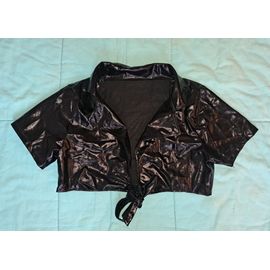 Top Gilet En Vinyle Imitation Cuir Latex Sexy Sm À Nouer Taille Unique Femme Noir