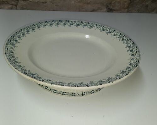 Compotier Présentoir À Gâteau Ancien ,Assiette De Présentation - Faïence Du Nord Moulin Des Loups Orchies Modèle Lucile - Diamètre 24 Cm -