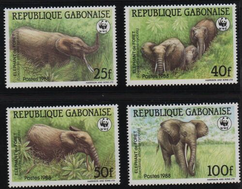 Gabon Timbres Animaux : Les Éléphants
