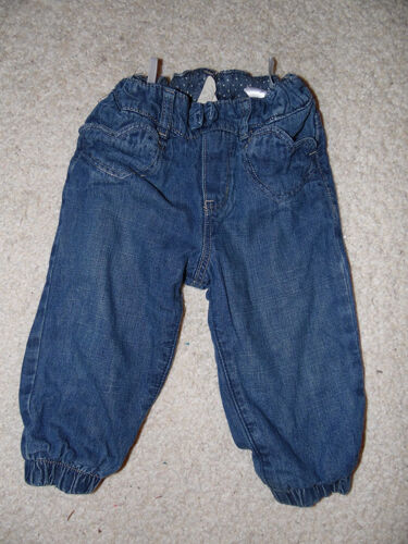 Jean Chaud Intérieur Doublé Bleu Foncé Bébé Fille Taille 9/12 Mois Idée Cadeau