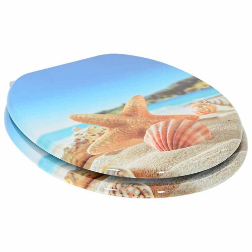 vidaXL Siège de toilette Coquillage de mer 44 x 38 cm Panneau MDF