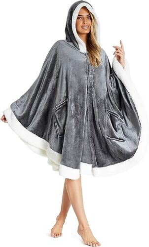 Citycomfort ¿ Plaid à manches en polaire douce pour adulte, unisexe, couleur gris, taille L