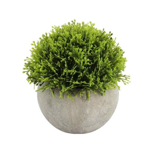 BUIS ARTIFICIEL BOULE POT FAÇON CIMENT 12CM VERT