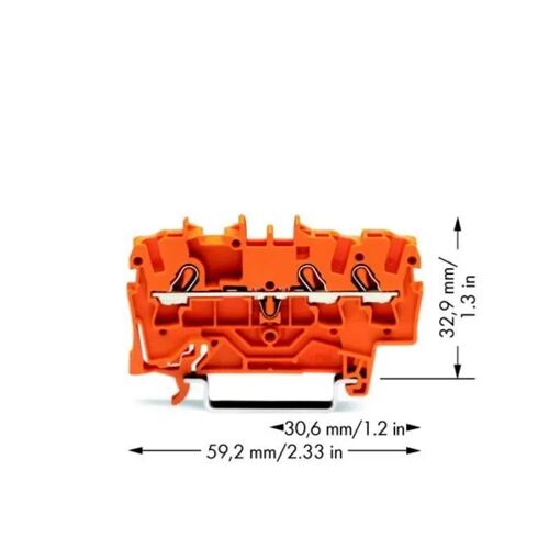 Borne de passage - WAGO - 2002-1302 - 5.20 mm - Ressort de traction - Orange