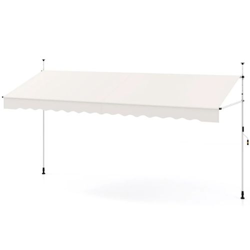 Auvent Rétractable Avec Manivelle 400 X 135 X 210-300 Cm Protection Solaire Ajustable Moderne En Polyester Blanc Helloshop26 20_0013644