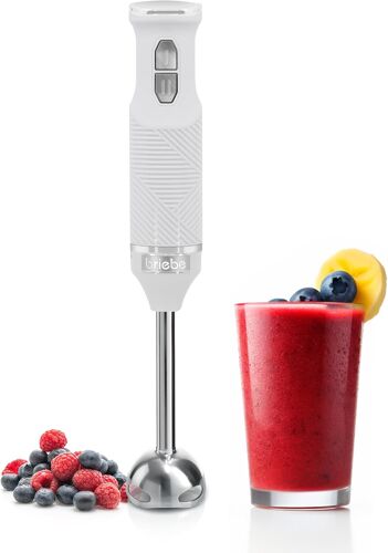 Elegance Mixeur Plongeant 600W, 2 Vitesses, Lames en Acier inoxydable, Pied Mélangeur Amovible, Design Ergonomique et Élégant, Blanc
