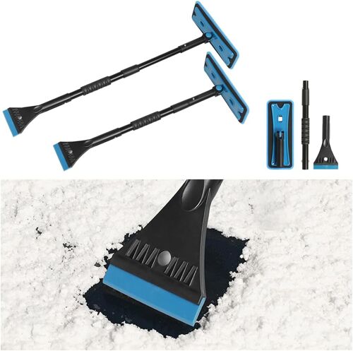 Grattoir Glace Brosse Neige Universal, Balai Neige Gratte Glace Voiture, Gratte-Glace Voiture, Grattoir Pare Brise Rotation À 360, Raclette Vitre Auto Gratte Glace Outil Rayures(Bleu)