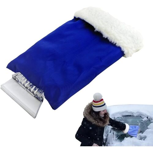 Grattoirs À Neige Pour Auto, Grattoir À Glace Pour Voiture (1 Pièce) Avec Gants, Gants Grattoir À Glace Imperméables Adaptés Aux Vitres Et Pare-Brise De Voiture (Bleu)