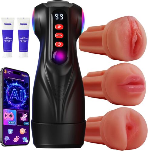 Masturbateurs Masculins Sex Toy¿S Homme, App Coffrets Et Sets Masturbeuse Masculin Avec 9 Vibration Und 9 Succion, Sex Toys Masturbateur Automatique Avec 3 Manchon Amovible Sextoy Homme