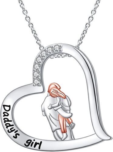 Collier Pour Père Et Fille En Argent Sterling 925 Avec Pendentif En Forme De C?ur - Cadeau Pour Femme Et Fille, Argent Sterling