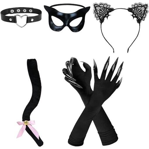 Byhsoep Deguisement Leopard Enfant,Déguisement Chat Fille Avec Tutu Serre T Te Oreilles De Chat Gants 2 Pattes D Chat N Ud Et Queue Costume Leopard Chat Enfant Pour Filles Pour Carnaval F Te