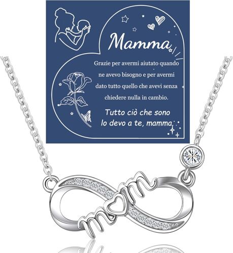 Collier Pour Maman, Collier D'amour À L'infini Pour Femme Avec Mom, Cadeau De Fête Des Mères Pour Maman De Part De Sa Fille Fils, Cadeau D'anniversaire Avec Boîte, Plaqué Argent 925 It
