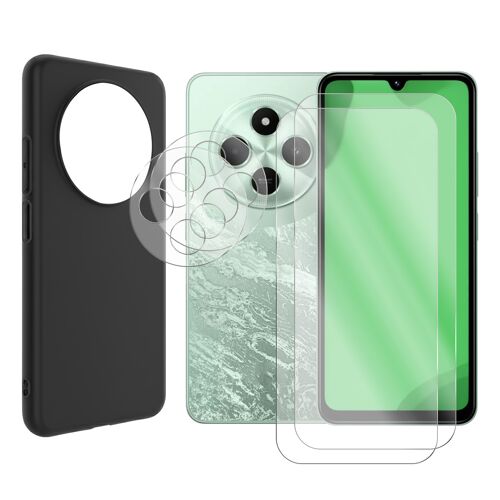 Protection intégrale Lot de 2 Verre Trempé pour Xiaomi Poco C75 4G 6.88""+ Lot de 2 Verre Trempé Caméra Arrière + Coque souple silicone Noir - Visiodirect -