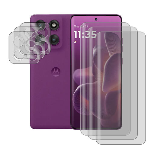 Lot de 3 Verre trempé incurvé compatible pour Motorola Edge 60 FUSION 5G 6,67""+ lot de 3 Verre trempé Protecteur d'objectif camera arrière - Visiodirect -