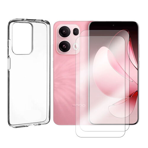 Lot de 2 Verre trempé compatible pour OPPO RENO 13 PRO 5G 6.83"" + Coque de Protection transparente souple silicone - Visiodirect -