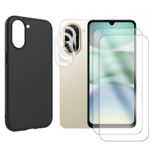 Protection intégrale Lot de 2 Verre Trempé pour Xiaomi Redmi A5 4G écran 6,88""+ Lot de 2 Verre Trempé Caméra Arrière + Coque souple silicone Noir - Visiodirect -