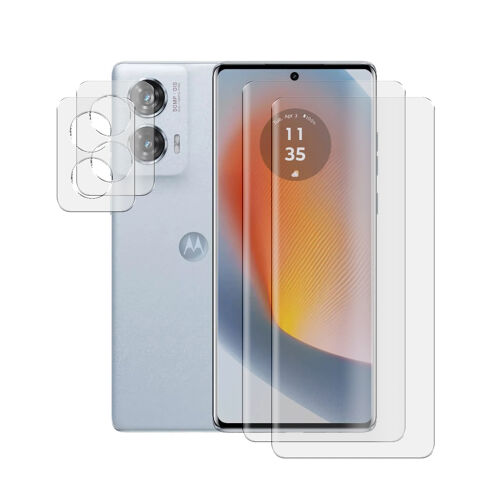 Lot de 2 Verre trempé incurvé compatible pour Motorola Edge 50 FUSION 5G 6,7"" XT2429-1 / Motorola Moto G85 5G 6,7""+ lot de 2 Verre trempé Protecteur d'objectif camera arrière - Visiodirect -