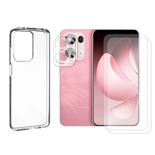 Lot de 2 Verre Trempé compatible pour OPPO RENO 13 PRO 5G 6.83"" + Lot de 2 Verre Trempé Caméra Arrière + Coque souple silicone transparente - Visiodirect -