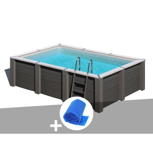 Kit piscine composite Gré Avant-Garde carrée 4,55 x 3,15 x 1,26 m + Bâche à bulles