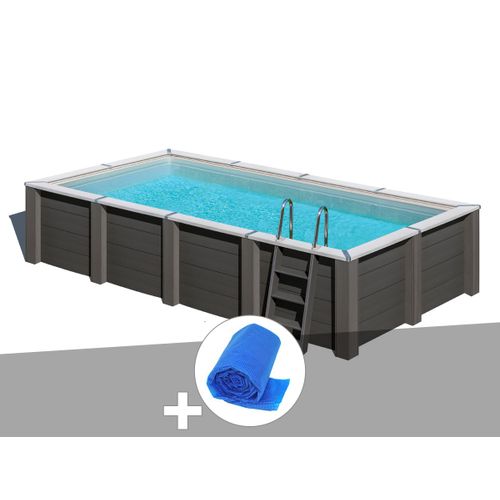 Kit piscine composite Gré Avant-Garde carrée 5,95 x 3,15 x 1,26 m + Bâche à bulles