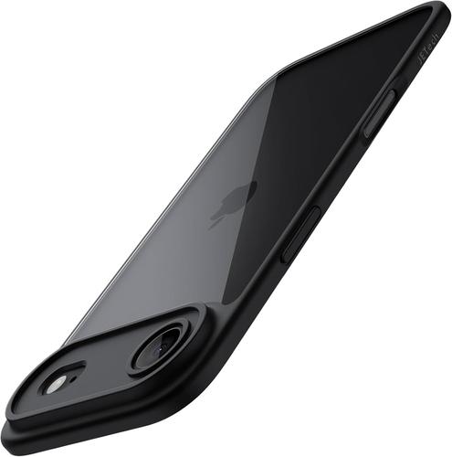 Coque pour iPhone Air, Étui Housse Antichoc Bumper, Cadre en TPU Mat de Couleur Unie, Dos Transparent Anti-Rayures (Noir)