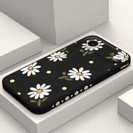 Housse de pour iphone 17 AIR Coque Mince en Silicone Souple Anti Rayures avec Doublure en Microfibre Phone Coque pour iphone 17 AIR, Daisy Noir
