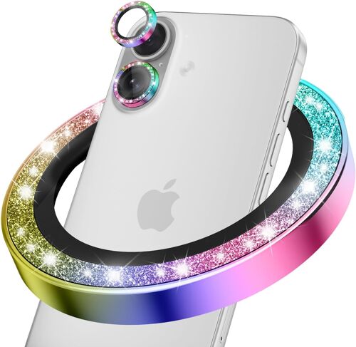 KALANKA-Protection D'Objectif D'Appareil Photo PailletéE Pour iPhone 17, Verre Trempé HD Anti-Rayures, Anneau MéTallique Incassable, Installation Facile, Couleur Pailleté