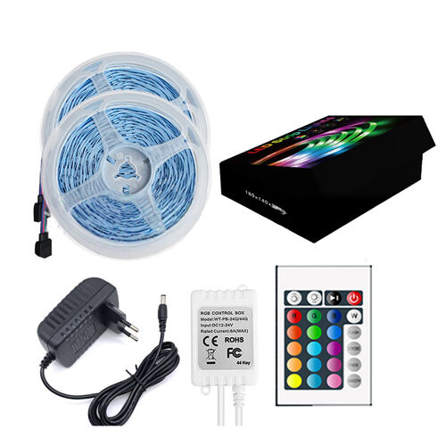 Kit De Bandes Lumineuses Led 10m Avec Télécommande Et Alimentation