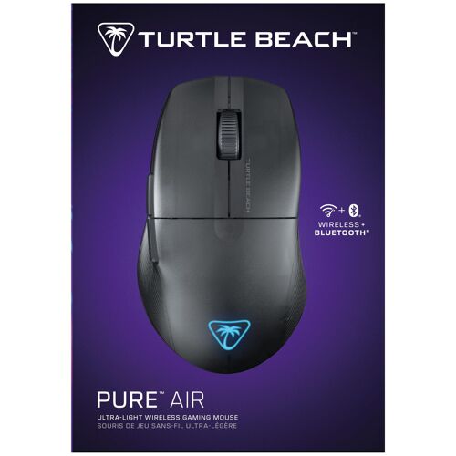 Turtle Beach Pure Air - Souris de gaming RGB ergonomique sans fil ultra-légère, capteur optique 26 000 PPP, batterie 125h, interrupteurs optiques TITAN, Bluetooth, éclairage RGB - Noir