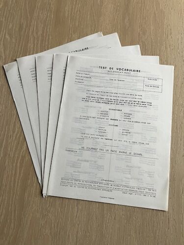 Feuilles Réponses Du Test De Vocabulaire Voc R. Binois & P. Pichot . Auteurs : Binois R., Pichot P. Editeur : Centre De Psychologie Appliquee Paris. 1959.