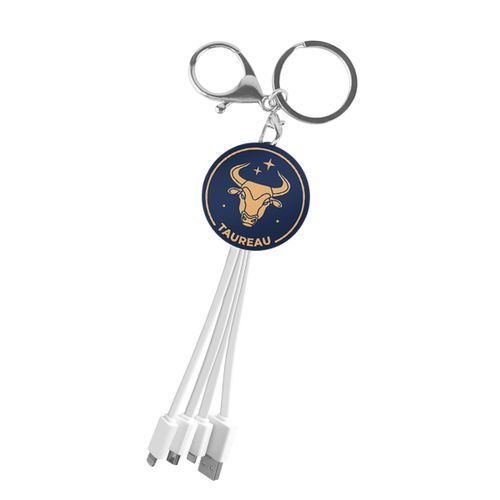 Câble USB - Micro-USB / USB-C / Lightning design Porte-Clés Astrologie Bélier YELLO KOKO Blanc