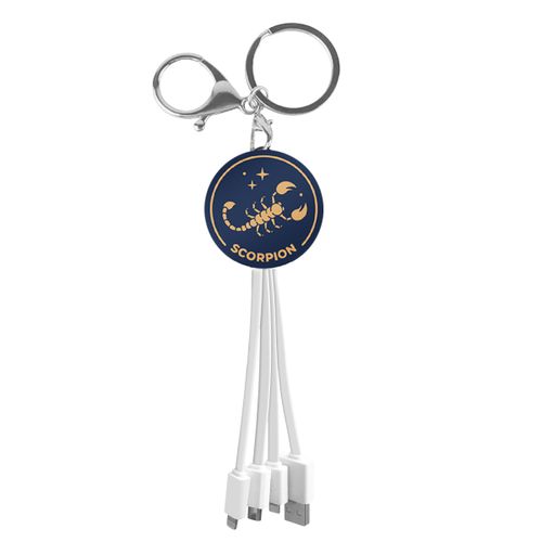 Câble USB - Micro-USB / USB-C / Lightning design Porte-Clés Astrologie Scorpion YELLO KOKO Blanc